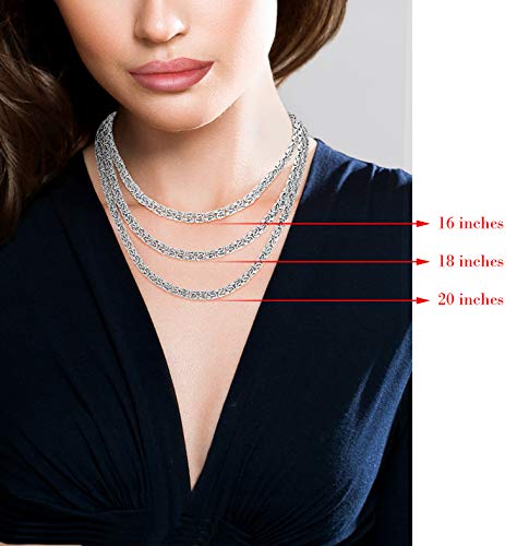 Miabella 925 Sterling Silver Byzantine Necklace - 20 Inch