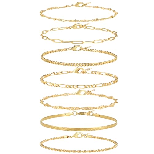 Trendy 14K Gold Plated Bracelet Set for Women