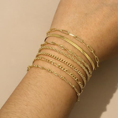 Trendy 14K Gold Plated Bracelet Set for Women