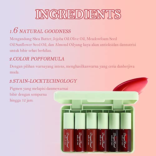 Korean 6-Color Lip Tint Set - Long-Lasting Velvet