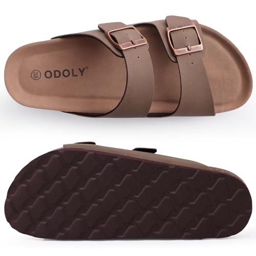 Adjustable Cork Footbed Slide Sandals for Women