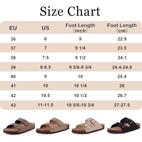 Adjustable Cork Footbed Slide Sandals for Women