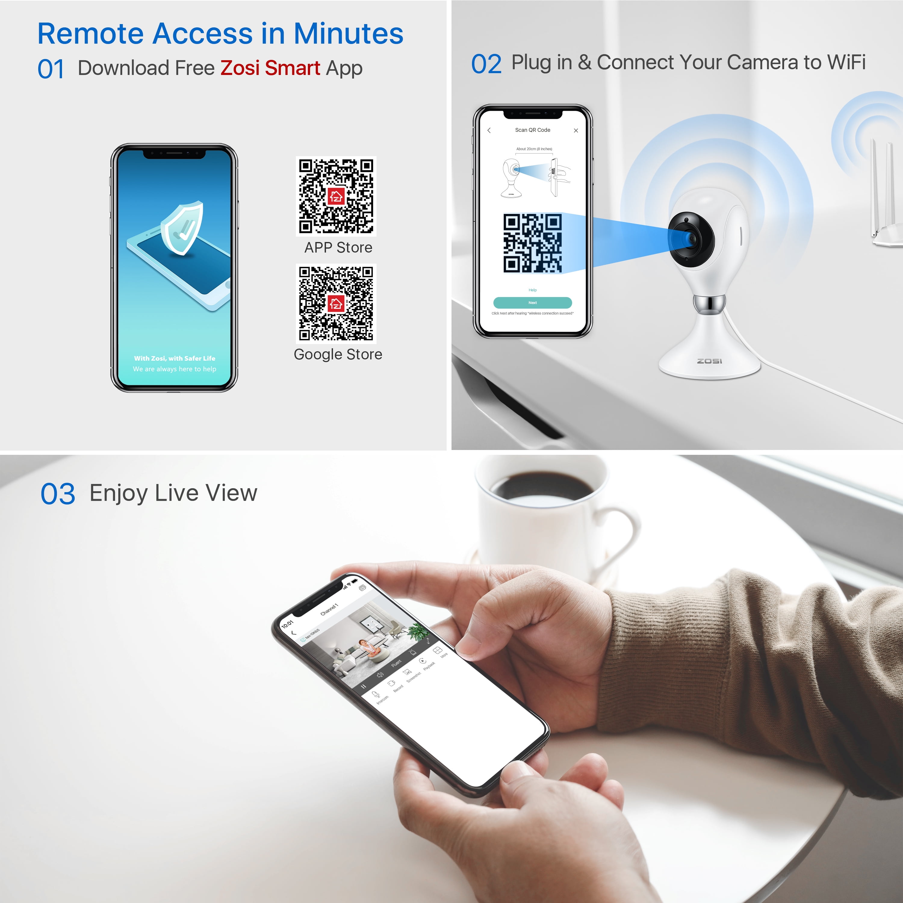 WiFi Security Camera with Night Vision & Audio