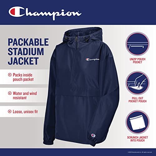 Women's Champion Packable Windbreaker Jacket, Black - Small/Medium