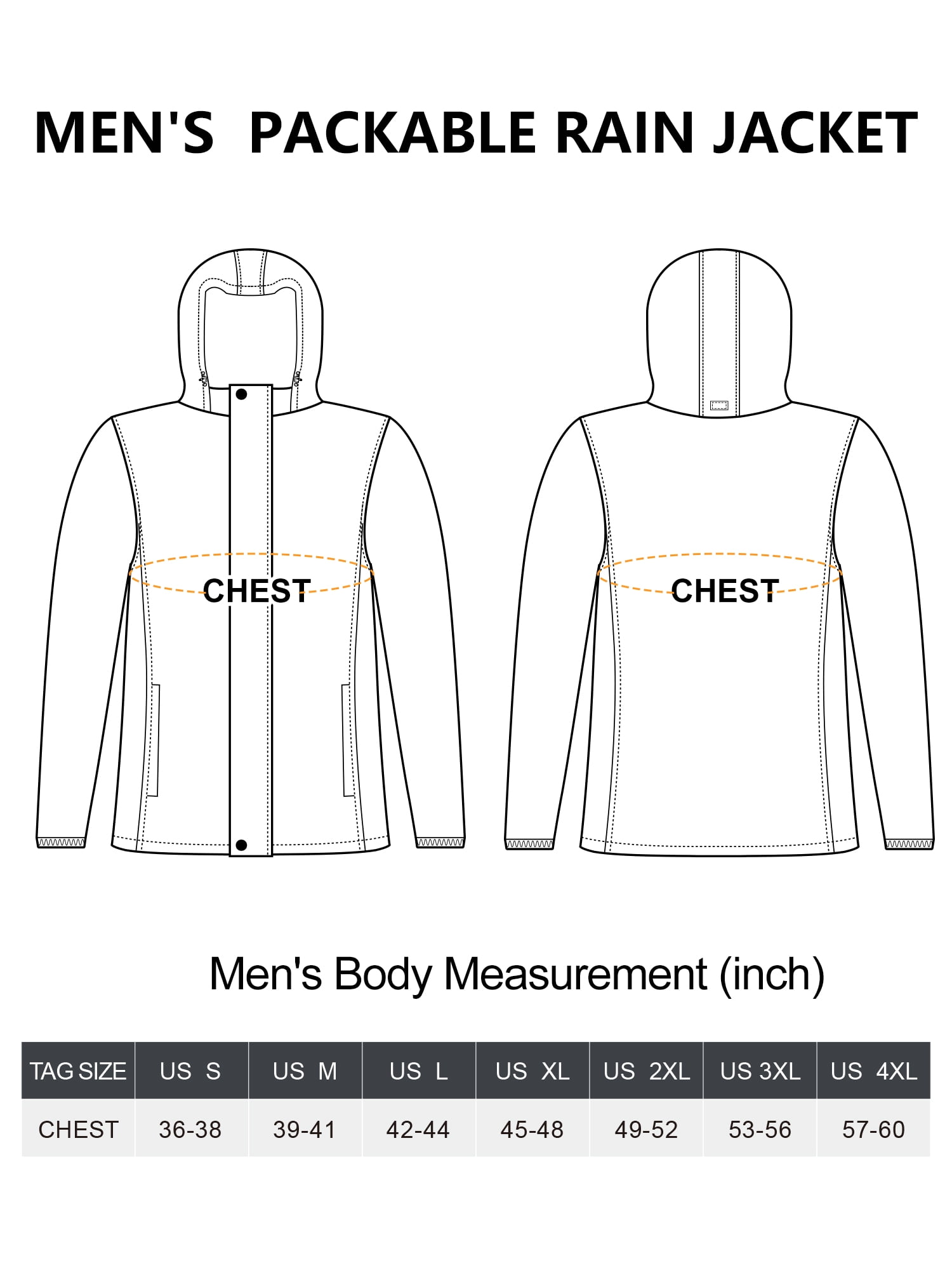 Men's Packable Waterproof Rain Jacket for Hiking