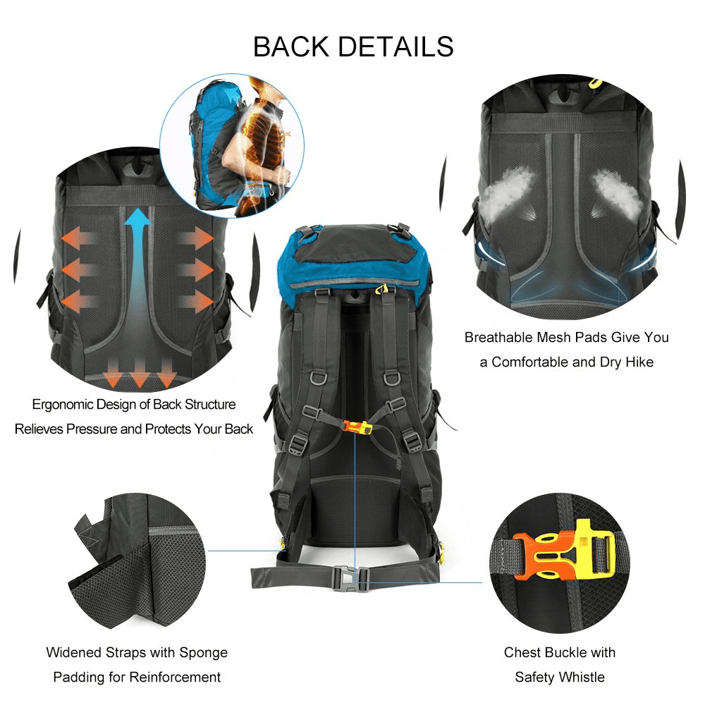 NACATIN 60L Hiking Backpack with Bag Cover