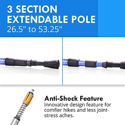 2 Pack Anti Shock Hiking Trail Poles - Blue