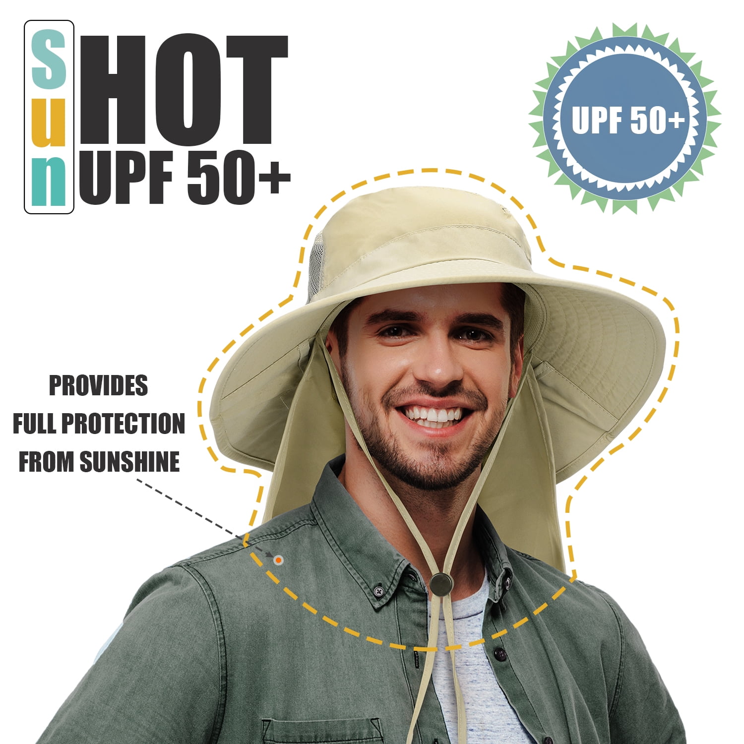 Men's UPF 50+ Wide Brim Hiking Hat