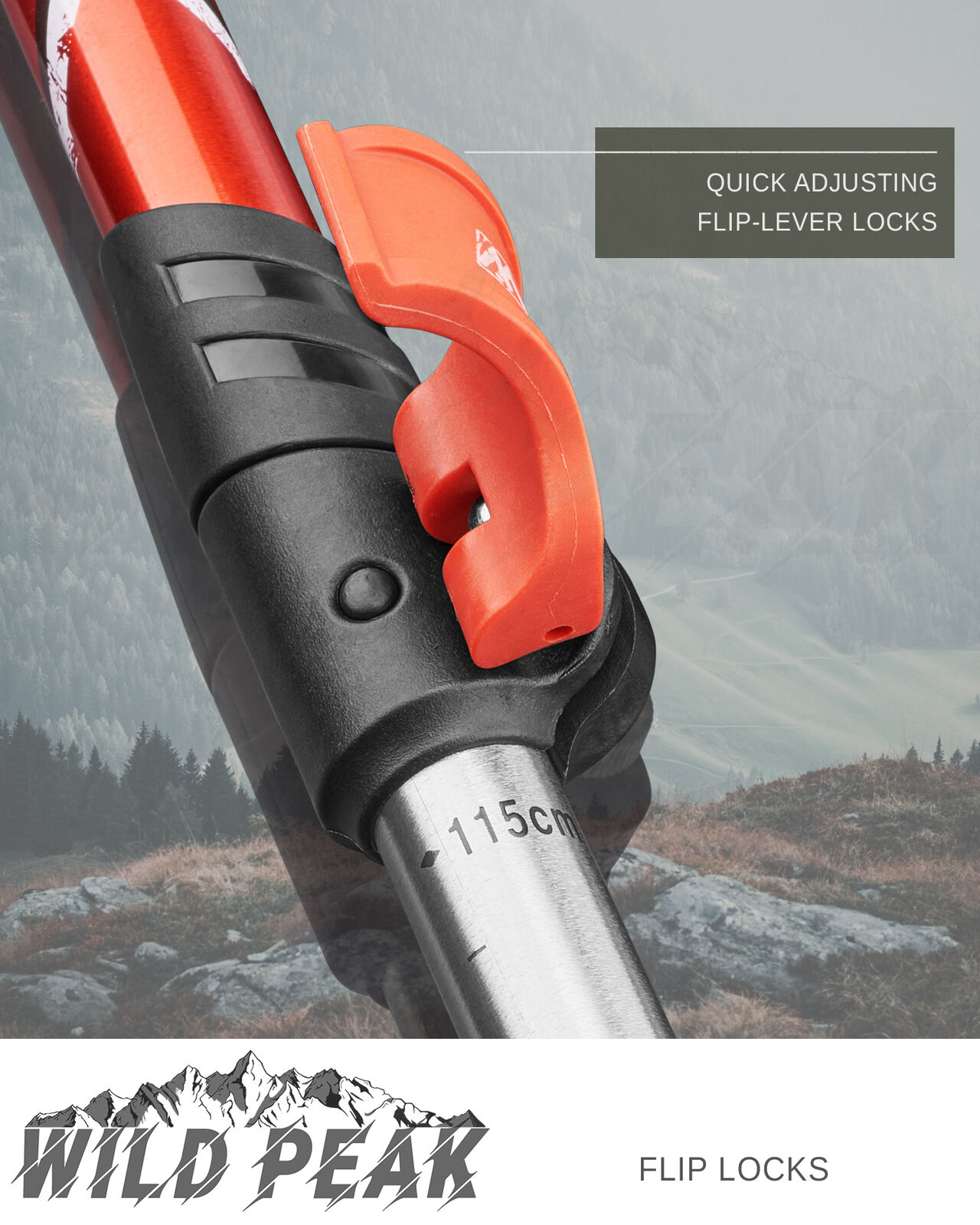 Wild Peak Aluminum Adjustable Hiking Poles (Set of 2)