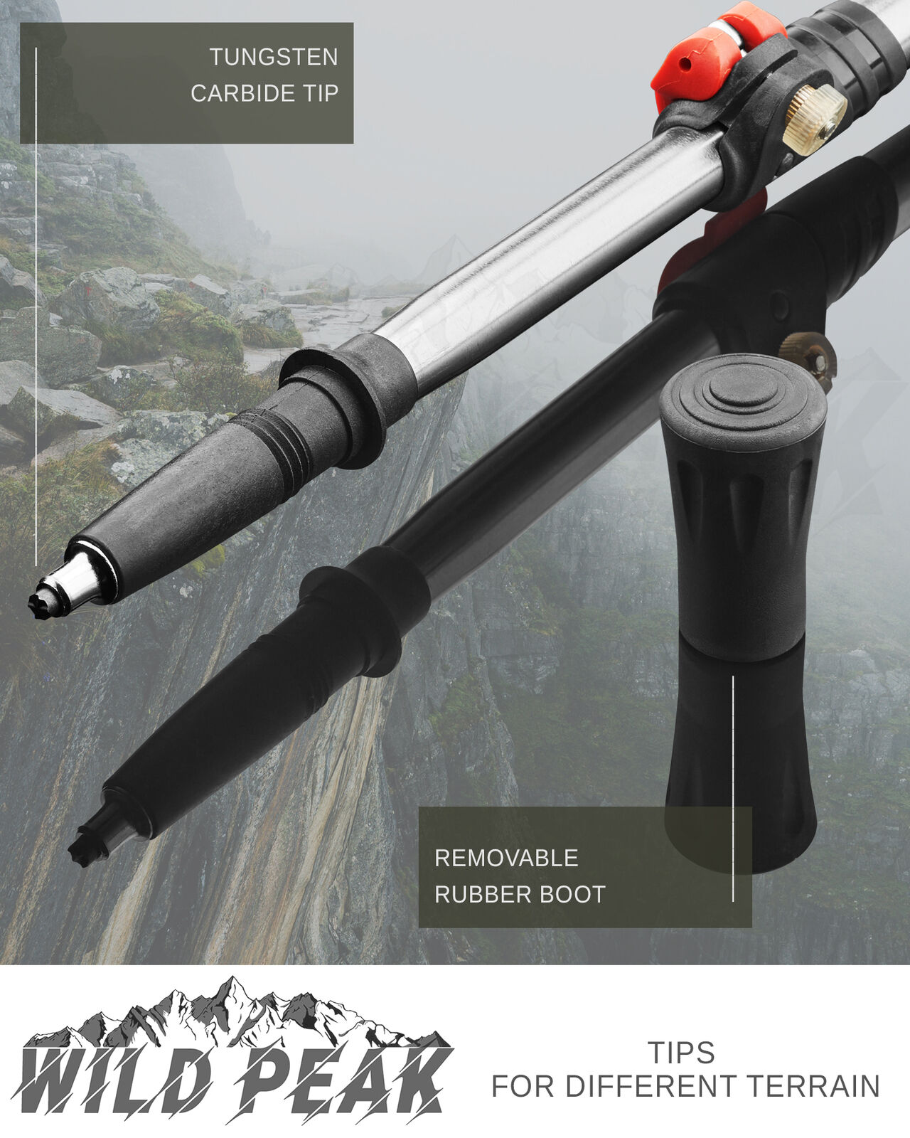 Wild Peak Aluminum Adjustable Hiking Poles (Set of 2)