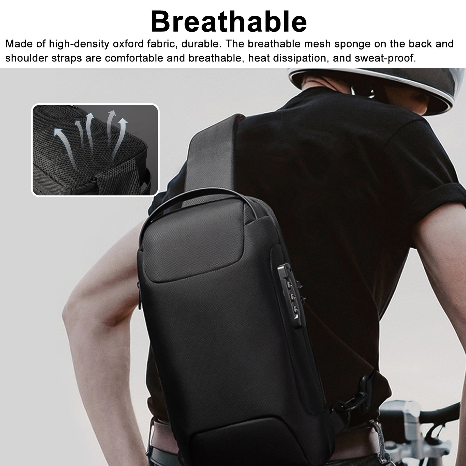 Waterproof Hiking Sling Bag with USB Charging Port