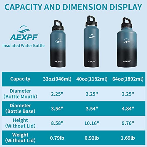 40oz Insulated Stainless Steel Hiking Water Bottle