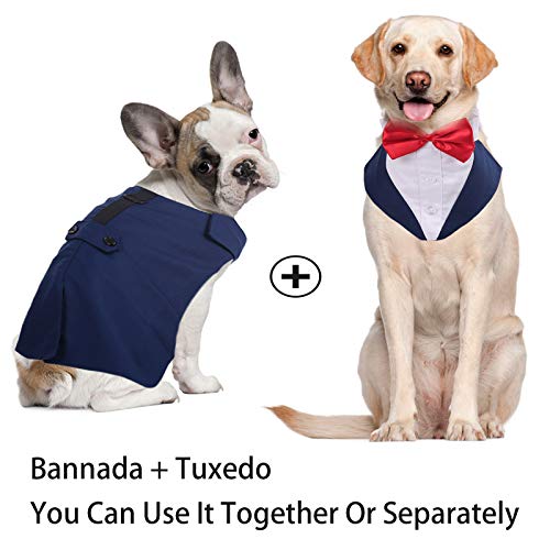 Navy Dog Tuxedo Suit with Bow Tie Set