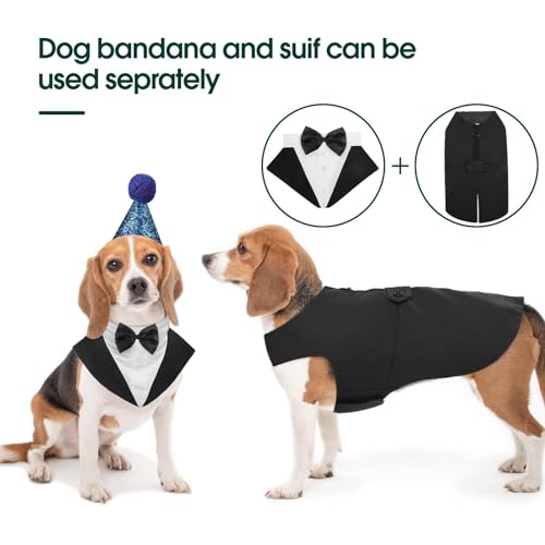 Elegant Dog Tuxedo Suit and Bandana Set