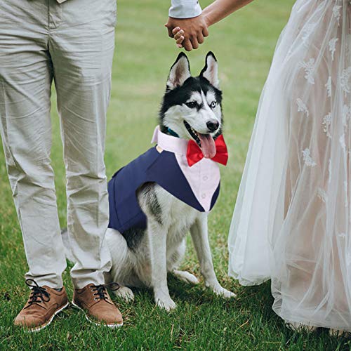 Navy Dog Tuxedo Suit with Bow Tie Set