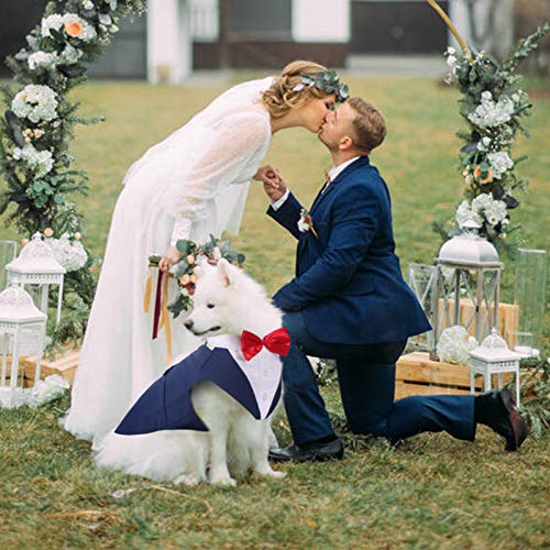 Navy Dog Tuxedo Suit with Bow Tie Set