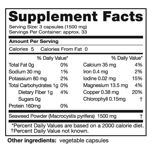 Vegan Omega-3 Seaweed Capsules - 500 mg 100 Count