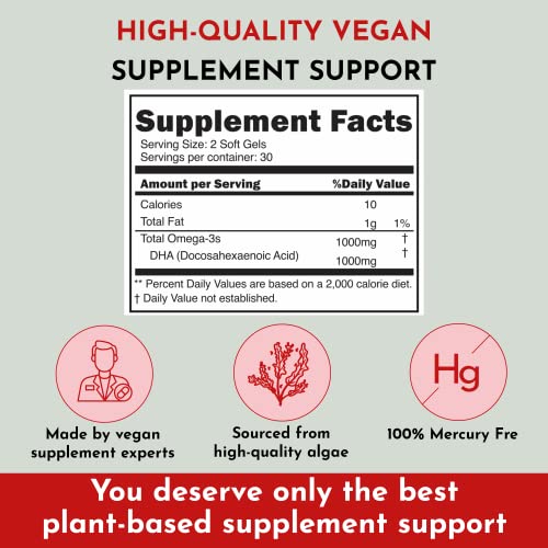 Vegan Algae Omega 3 Supplement - 1000 mg 60 Softgels