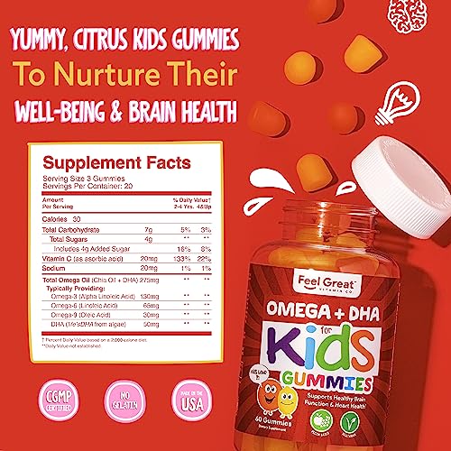 Vegan DHA Omega 3 Gummies for Kids - 2 Pack