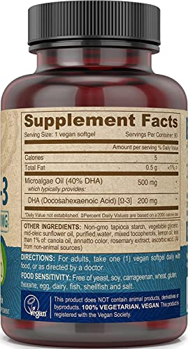 DEVA 200 Mg Vegan Omega-3 DHA Algae Oil Softgels
