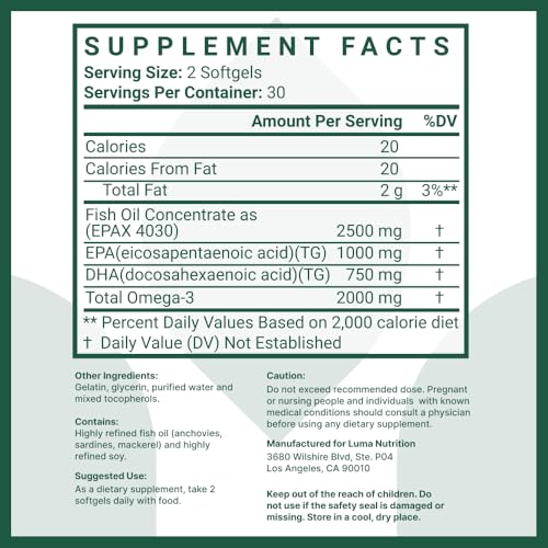 2500mg Luma Nutrition Vegan Omega 3 - Extra Strength