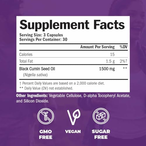 1500mg Vegan Black Seed Oil Capsules for Wellness