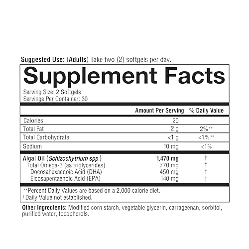 Vegan Algae Omega 3 - EPA & DHA Softgels