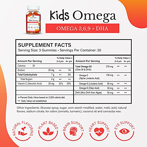 Vegan Omega-3 Dha Gummies for Kids - 60 Count