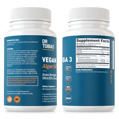 Extra-Strength Vegan Omega 3 Algae Oil Capsules