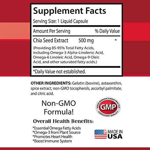 Organic Chia Seed Oil Omega 3 Supplements - 120 Capsules