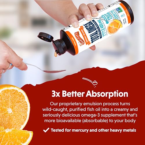 2500mg Vegan Omega 3 Liquid Supplement, Orange Crème Flavor