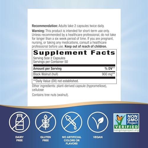 Vegan Black Walnut Hulls Digestive Support, 900 mg