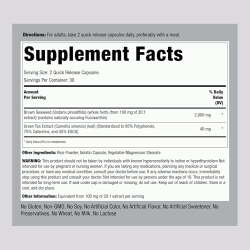 Vegan Brown Seaweed Capsules 2000mg - 60 Count