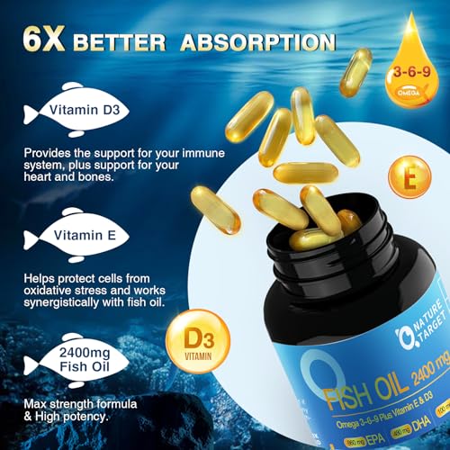 2400 mg Vegan Omega 3-6-9 Softgels with Vitamin D3