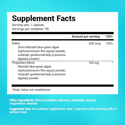 Vegan Omega-3 Sea Kelp Iodine Capsules - 90 ct