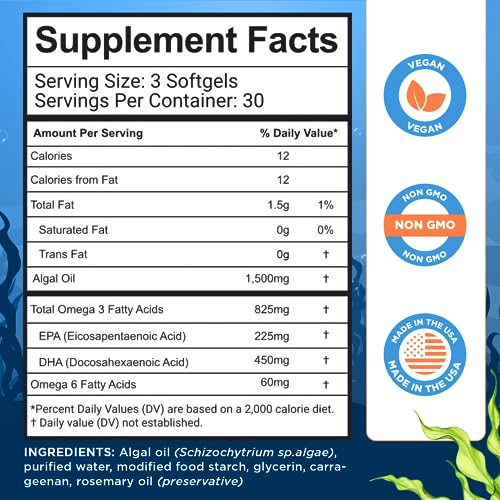 Selfevolve Vegan Algae Omega 3 - 1500mg Softgels