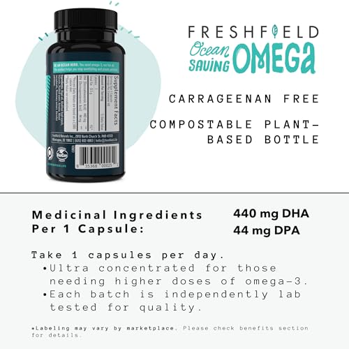 Sustainable Vegan Omega 3 with Algae Oil, 60 Count