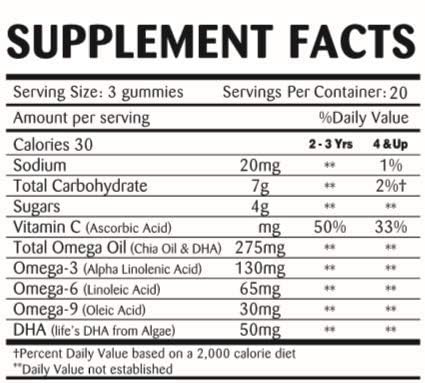 Vegan Omega 3 Chewable Gummies for Adults 60ct