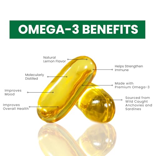 Vegan Omega 3 DHA/EPA Supplements, 1200mg, Lemon Flavor