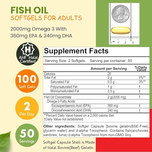 Vegan Omega 3 Supplements - Halal Softgels 100 Ct