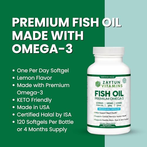 Vegan Omega 3 DHA/EPA Supplements, 1200mg, Lemon Flavor