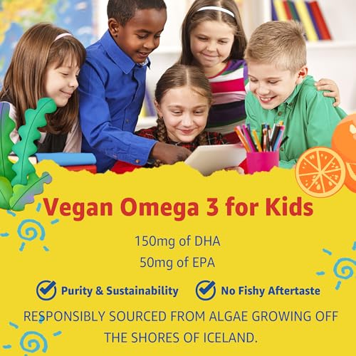 Vegan Omega 3 Kids Multivitamin Gummies, 60 Counts