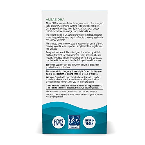 Vegan Omega-3 DHA Algae Oil Softgels - 60ct