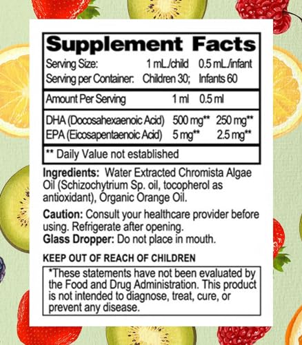 Vegan DHA Omega 3 Drops for Kids 30-60 Servings