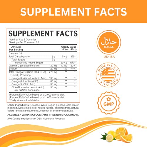 Vegan Omega 3 Gummies for Kids - 60 Count