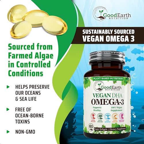 Vegan DHA Omega 3 Algal Oil Softgels - 60 Count