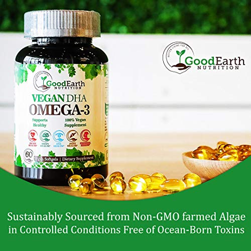 Vegan DHA Omega 3 Algal Oil Softgels - 60 Count