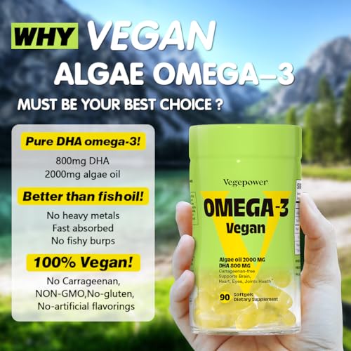 Vegan Omega-3 Algae DHA Softgels - 2000mg