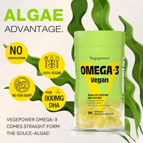 Vegan Omega-3 Algae DHA Softgels - 2000mg