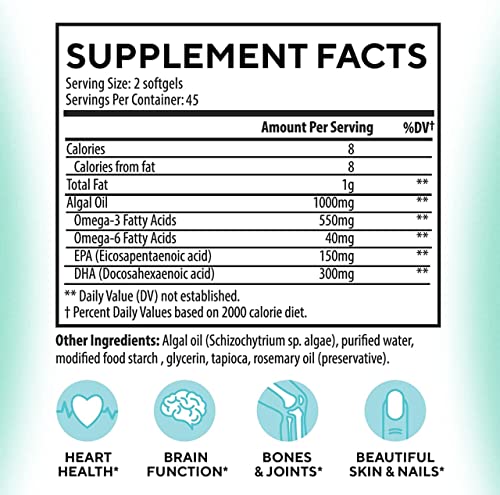 Vegan Omega 3 DHA & EPA Algae Supplement 1000mg